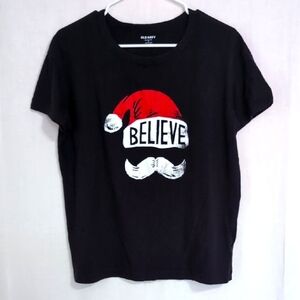 Old Navy Black Santa Hat Believe Tshirt Size Medium